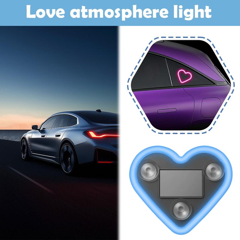 2 Pcs Heart Light for Car - Solar Car Light, Automatic Daytime Charging, Multiple Colors and Modes of Night Lights, No Tools Required, Wiring Free Installation (Red) - Image 4